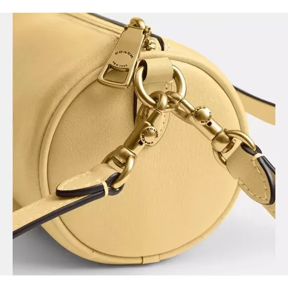 NWT Coach Barrel Bag natural grain leather tan brass vanilla brand new purse - Picture 10 of 15